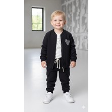 Bontino Erkek Çocuk Sweatshirt, Hırka ve Pantolonlu %100 Pamuk 3'lü Spor Takım