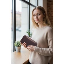 Basarideri Fermuarlı Hakiki Deri Kadın Cüzdanı 423 Mürdüm