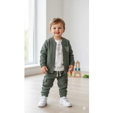 Bontino Erkek Çocuk Sweatshirt, Hırka ve Pantolonlu %100 Pamuk 3'lü Spor Takım