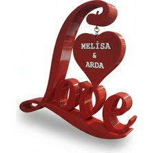 Favori Kişiye Özel Isimli Love Yazılı Kalp Biblo - Sevgiliye Hediye 3D Dekoratif Obje 24CMX20CM