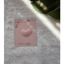 Parla'nın Atölyesi 0-3 Yaş Az Saçlı ve Saçsız Bebek Tokası Simli Pembe Kalp