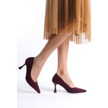 Roof Atelier Cordelia Bordo Saten Sivri Burun İnce Topuklu Ayakkabı