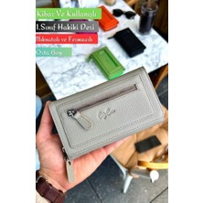 Hakiki Deri Kadın Cüzdan Orta Boy Vizon