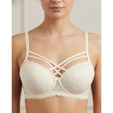 Ebru Silikonlu Desteksiz Dantelli Çapraz Çift Ipli Sütyen