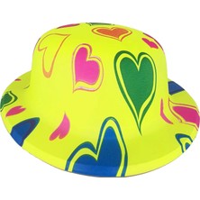 Plastik Neon Desenli Uv Işık Parti Şapkası Sarı 1 Adet (Store-Mania)