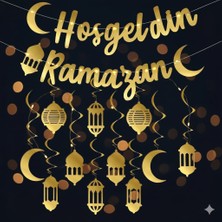 Hoşgeldin Ramazan Kaliğrafi 10 Lu Fener LED Işıklı 3 Lü Set