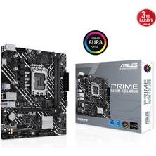 Verto Asus Prıme H610MK D4 Argb Ddr4 3200MHZ 1xhdmı 1xm.2 USB 3.2 Matx 1700P (12. / 13. ve 14. Nesi̇l Işlemci̇ Uyumlu)