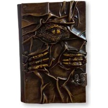 Art By Çetinkaya, Hakiki Deri, El Yapımı, Ejderha Gözü ve Pençeleri, Mistik, Gotik, Vintage, Günlük, Hatıra Defteri, Eskiz