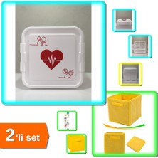 Hereveoyuncak Ilk Yardım Saklama Ecza Kutusu + Sarı Dolap Içi Düzenleyici Kutu - 2li Set D0R4M6