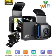 Araç Içi Kamera Wifi Özellikli Ekranlı Ön ve Geri Görüş Kameralı Mikrofonlu 3 Inç Hd (St