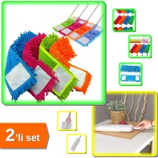 Hereveoyuncak 1 Adet Mikrofiber Makarna Mop Paspas Yedeği 60 cm + Toz Alıcı Microfiber Peluşlu - 2li Set Z8Y2T8