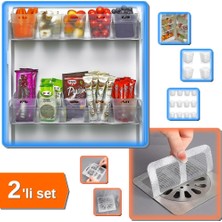 Hereveoyuncak 6 Adet Buzdolabı Içi Mini Organizer Kutu + 10 Adet Yapışkanlı Saç Toplayıcı Gider Koruyucu - 2li Set