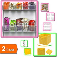 Hereveoyuncak 12 Adet Buzdolabı Içi Mini Düzenleyici Kutu + Çok Amaçlı Dolap Içi Sarı Organizer Kutu - 2li Set V2Q