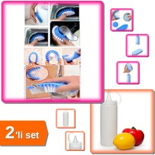 Hereveoyuncak Bükülebilir Esnek Kenar Köşe Lavabo Temizleme Fırçası + Şeffaf Sos Şişesi 400 ml - 2li Set S2C8J0