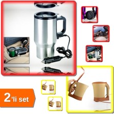 Hereveoyuncak 12V Cakmalık Su Isıtıcı Termos Kuppa Bardak + 220V Pratik Türk Kahve Makinesi - 2li Set L7U0U3