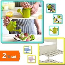 Hereveoyuncak Bahçıvan Limon Sıkacağı Hazneli Narenciye + Buz Kalıbı Pratik Kapaklı Buzluk - 2li Set T9X3D3