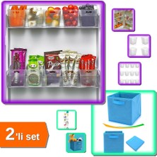 Hereveoyuncak 12 Adet Buzdolabı Içi Mini Düzenleyici Kutu + Çok Amaçlı Mavi Düzenleyici Kutu - 2li Set Q0B5P9