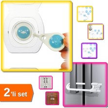 Hereveoyuncak Anahtarlı Çocuk Koruma Priz Kilidi 6 Adet + Bebek Çocuk Dolap Koruma Kilidi - 2li Set H8P0E1