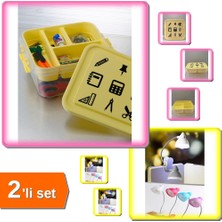 Hereveoyuncak  Oyuncak Saklama Kutusu + Masaüstü Klipsli Bükülebilir Kitap Okuuma LED Işık - 2li Set Y8C0N2