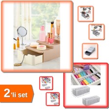 Hereveoyuncak Compact Çekmeceli Düzenleyici Makyaj Organizeri + 10 Gözlü Çekmece Düzenleyici - 2li Set W1Q5C9