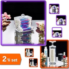 Hereveoyuncak Kulak Çubuğu Organizeri + Makyaj Pamuğu Organizeri - Şık Tasarım - 2li Organizer Set Q9A5F7
