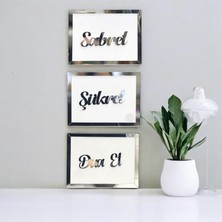 Duyar 3 Lü Pano Sabret Şükür Et Dua Et Gümüş Beyaz