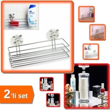 Hereveoyuncak Banyo Dörtgen Vantuzlu Organizer + Makyaj Pamuğu Organizeri - Pratik Kullanım Seti - 2li Set G1R1E0