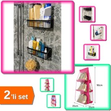 Hereveoyuncak 2 Adet Yapışkanlı Plastik Düzenleyici Raf Askılı + 6 Gözlü Pembe Dolap Çanta Askılığı - 2li Set S5Y2