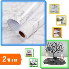 Hereveoyuncak Mermer Desenli Yapışkanlı Folyo 60X500 cm + Siyah Geyik Mücevher Organizeri - 2li Set Z7Z1V4