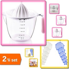 Hereveoyuncak 1000ML Narenciye Sıkacağı Ölçülü - Ölçme Kabı + 6 Adet Tazeliği Koruyan Silikon Kapak - 2li Set S5U3