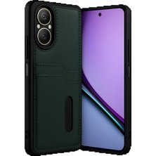 Realme 12 Lite Kılıf Sara Kartvizitli Deri Kılıf - Koyu Yeşil (Store-Mania)