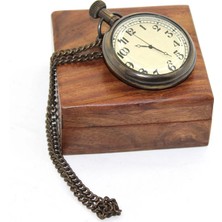 Ahşap Kutulu Pirinç Köstekli Saat 16155 (Store-Mania)