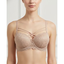 Ebru Silikonlu Desteksiz Dantelli Çapraz Çift Ipli Sütyen