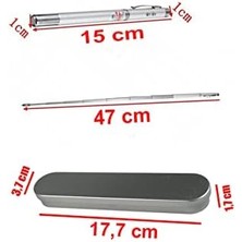 Metal Kutulu Kırmızı Lazerli, LED Işıklı Mıknatıslı Pointer Kalemi Işaretçi Uzayabilen Sunum Çubuğu Teleskopik Metal Tükenmez Kalem (PRS-1521G)