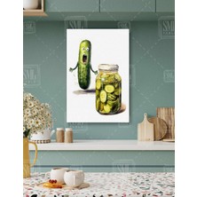SML Tablo Şaşkın Salatalık ve Cam Tuşu Kavanozu Komik Dekor Dikey Kanvas Tablo