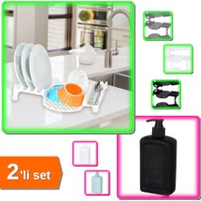 Hereveoyuncak Multi Bulaşıklık Tabaklık Kurutmalık + 500 ml Plastik Sıvı Sabunluk - 2li Set Y3T0K1