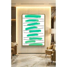 Wallivo Yeşilin Ahengi Modern Stil Model 2 Gümüş Metal Çerçeveli Kanvas Tablo