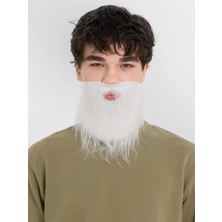 Beyaz Kırçıllı Arkadan Lastikli Beyaz Takma Sakal Yetişkin Çocuk Uyumlu (Store-Mania)