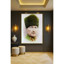 Wallivo Mustafa Kemal Atatürk Portre- Model 9 Gold Metal Çerçeveli Kanvas Tablo