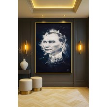 Wallivo Mustafa Kemal Atatürk Modern Portre Tasarımı - Model 21 Gold Metal Çerçeveli Kanvas Tablo
