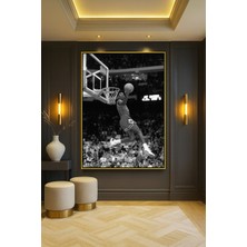 Wallivo Michael Jordan "frozen In Time" - Zamanı Durduran Hareket Spor Gold Metal Çerçeveli Kanvas Tablo