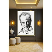 Wallivo Mustafa Kemal Atatürk Portre - Model 3 Gold Metal Çerçeveli Kanvas Tablo