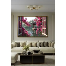 Wallivo Pencere Efektli Yakın Plan Manzara - Derinlik Katan Siyah Metal Çerçeveli Kanvas Tablo