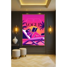 Wallivo Retrowave Vogue - Pop Art Güneş Işığı Etkili Bronz Metal Çerçeveli Kanvas Tablo