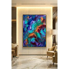 Wallivo Derin Akışların Mavi ve Mor Senfonisi Siyah Metal Çerçeveli Kanvas Tablo