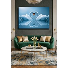 Wallivo Aşık Kuğular ve Doğa Teması - Romantik Modern Kanvas Tablo