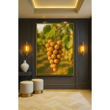 Wallivo Poligon Turuncu Üzümler - Geometrik Meyve Temalı Bronz Metal Çerçeveli Kanvas Tablo