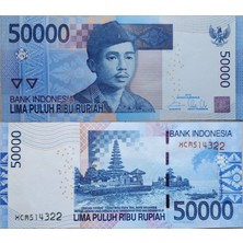 Banknoting Endonezya 50.000 Rupiah 2015 Replacement. Iki Köşesinde Kırık Var Çil(-)