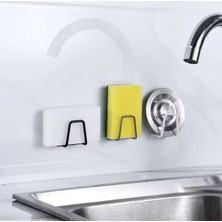 Brentino Kendinden Yapışkanlı 304 Çelik Paslanmaz Drenaj Askısı Süngerlik Lavabo Evye Mutfak Raflı Organizer
