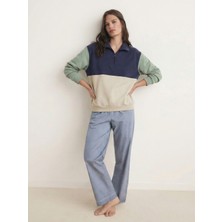 Maternel Colorblock Emzirme Özellikli Sweatshirt